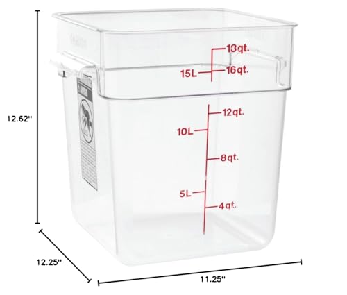 Cambro Camwear Polycarbonate Square Food Storage container, 18 Quart