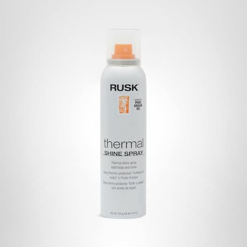 RUSK Thermal Shine Spray, Pure Argan Oil, Eliminates Frizz and Maintains Shine, Sleek and Smooth Hair, 4.4 oz