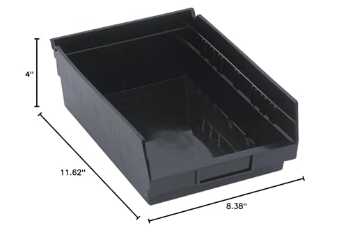 Quantum Storage Systems QSB107BK Economy Shelf Bin, 11-5/8" Length x 8-3/8" Width x 4" Height, Black, Pack of 20