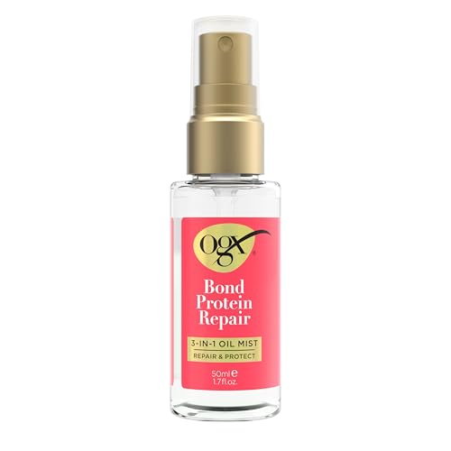 OGX Repair & Protect Bond Protein Repair 3-in-1 Oil Mist, Hair Oil Protects Dry, Damaged Hair Against Frizz, Strengthens & Maintains Shine, Hair Mist
