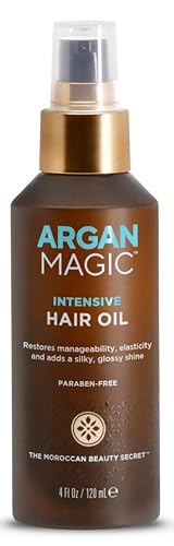 Argan Magic Intensive Hair Oil - Restores Manageability and Elasticity | Adds Shine and Gloss | Controls Frizz | Made in USA, Paraben Free, Cruelty