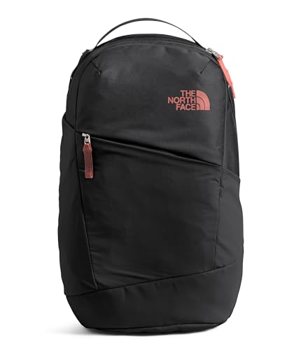 The North Face Women's Isabella 3.0 Backpack | Everyday Travel Bag with 16" Laptop Sleeve, Water-Repellent Finish, Women-Specific Fit, TNF Black Light Heather/Burnt Coral Metallic-NPF, One Size