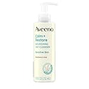 Aveeno Calm + Restore Facial Cleanser for Sensitive Skin, Hydrating Gentle Milky Face Cleanser with Nourishing Oat and Feverfew, Hypoallergenic