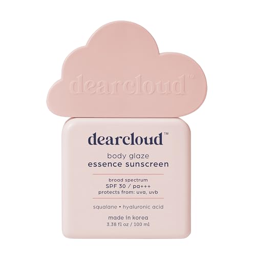 dearcloud Body Glaze Essence Sunscreen SPF 30 - Moisturizing Body Sunscreen - Korean Skincare Essential - Squalane & Hyaluronic Acid (3.38 fl oz)