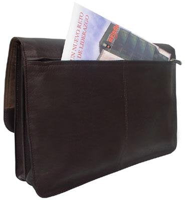 Piel Leather Three-Section Flap Portfolio, Chocolate, One Size