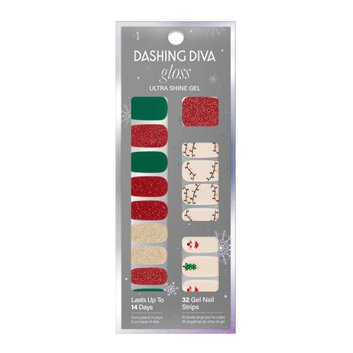 Dashing Diva Gloss Nail Strips - Santa Baby | UV Free, Chip Resistant, Long Lasting Gel Stickers | Contains 32 Wraps, 1 Prep Pad, 1 File Beauty & Personal Care Dashing Diva