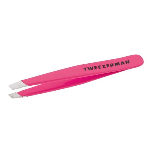 Tweezerman Mini Slant Tweezer - Tweezerman Tweezers for Eyebrows Neon Pink Beauty and Personal Care Tweezerman Default Title