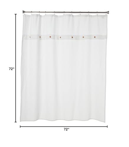Madison Park Finley 100% Cotton Shower Curtain, Waffle Weave Texutre Minimalistic Design, Modern Bathroom Decor, Machine Washable, Fabric Privacy…