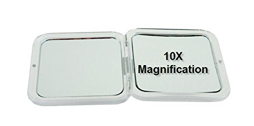 SKÖN lifestyle - Missy 10X/1X Personal Compact Glass Mirror - Strong 10X magnification and traditional 1X mirror, Full 180 degree opening, Effortless