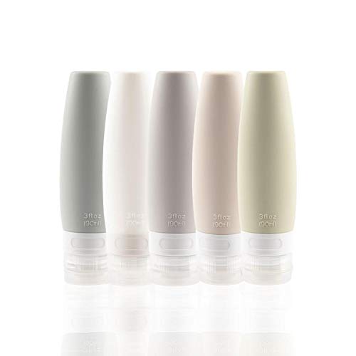 TSA Certified Portable Silicone Travel Bottle Set, Leak Proof Squeezable Silicon Tubes Travel Size Toiletries Containers, Refillable Travel