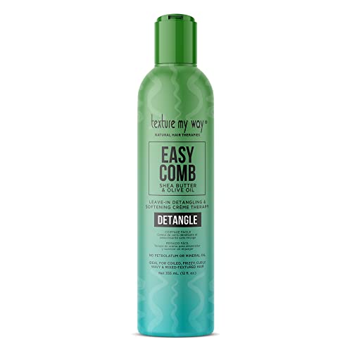 Texture My Way Natural Hair Therapies Easy Comb Leave-In Hair Detangler & Softening Crème Therapy, Ideal for Coiled, Frizzy, Curly Hair, 12 oz