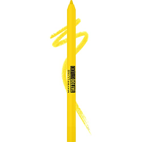 MAYBELLINE New York Tattoo Studio Long-Lasting Sharpenable Eyeliner Pencil, Glide on Smooth Gel Pigments with 36 Hour Wear, Waterproof Citrus Charge