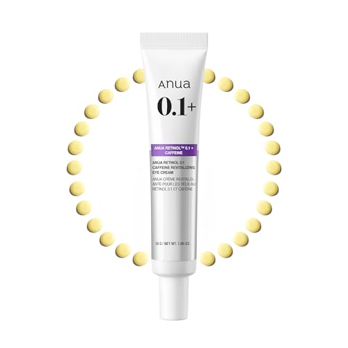 Anua Retinol 0.1 Caffeine Revitalizing Eye Cream, Lightweight Formula for Dark Circles & Puffiness, Hydrating for Sensitive Skin, Korean Skincare,1.05 Beauty and Personal Care ANUA Default Title