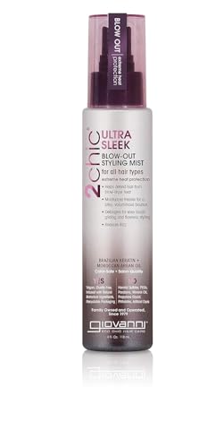 GIOVANNI 2chic Ultra-Sleek Blow Out Styling Mist Spray, 4 oz. - Moroccan Argan Oil & Keratin, Heat Protection Formula, Color Safe, Paraben Free