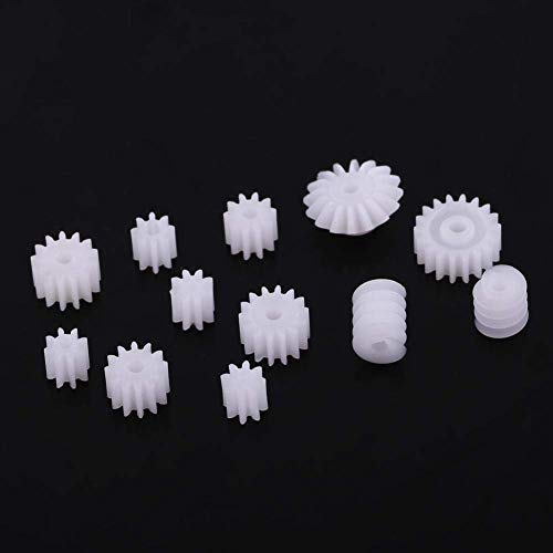 Walfront 26pcs Plastic Spindle Gear Set – Assorted Shaft Gears for DIY Robot, Car & Aircraft Models (2mm–4mm, White/Blue)