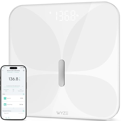 Wyze Smart Scale X Butterfly - Bathroom Scale for Body Weight, BMI, Body Fat, Muscle Mass, Accurate Bluetooth Digital Scale for Body Compositionโฆ