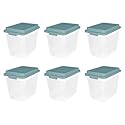 Hefty 6 Pack 32 Quart Lift Off Stackable Plastic Storage Bin and Lid, Smoke Blue