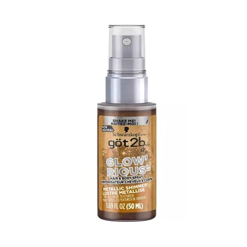 got2b GLOW'RIOUS Metallic Shimmer Hair Glitter & Body Glitter Duel Spray 1.69oz (Gold)