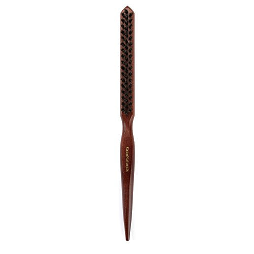 GranNaturals Teasing Boar Bristle Hair Brush for Women - Slick Back Comb with Rat Tail Pick for Hair Sectioning Used for Edge Control, Backcombing