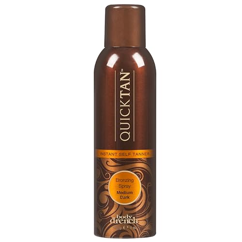 Body Drench QuickTan Instant Self Tanner Bronzing Spray, Salon-Quality Medium/Dark Tan, Streak-Free, Tinted Formula, 6 oz, 1-pack