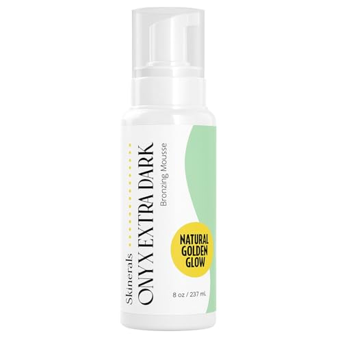Skinerals Extra Dark Self Tanner Mousse, Organic Sunless Tanning Foam for Face & Body, Ultra Dark, Streak-Free, Quick-Drying, Long-Lasting Natural