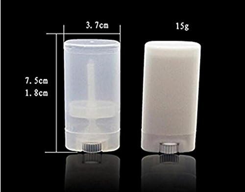 10PCS 15ml 0.5oz Clear Empty Plastic Oval DIY Lipstick Lip Balm Lip Gloss Tubes Deodorant Crayon Chapstick Tube Bottle Containers Oval Holder Case