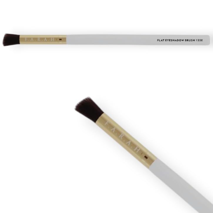 F.A.R.A.H Flat Eyeshadow Brush 155E - White - Vegan Blending Brush for Creams & Powders - Precise Eye Makeup Application - Brass Ferrule & White
