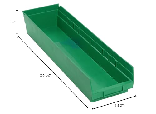 Quantum Storage QSB106 Hanging Plastic Shelf Bin Storage Containers - 23-5/8" x 6-5/8" x 4" - 8 Pack