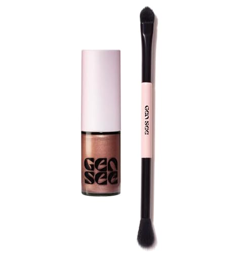 GEN SEE The Hollywood Shimmer Set (Gilded Rose Mixed Media Metallic & Dual Sided Eyeshadow Brush)
