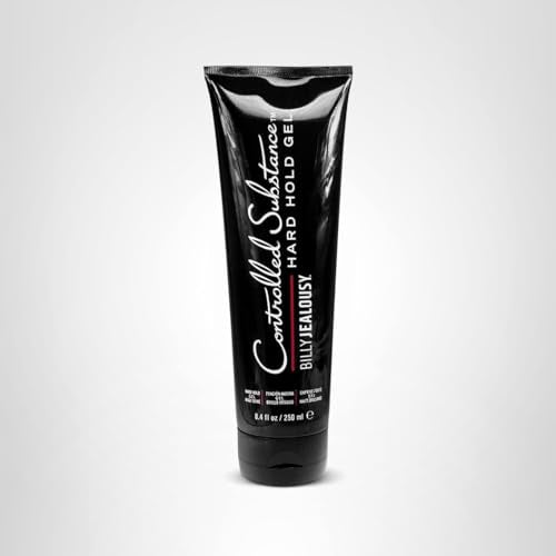Billy Jealousy Controlled Substance Hard Hold Mens Styling Gel, Professional Hair Cream with Sunflower and Sage Extracts, Water-Based & Alcohol Free