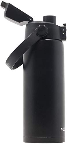 New Aquatix (Black, 21 Ounce) Pure Stainless Steel Double Wall Vacuum Insulated Sports Water Bottle Convenient Flip Top Cap with Removable Strap