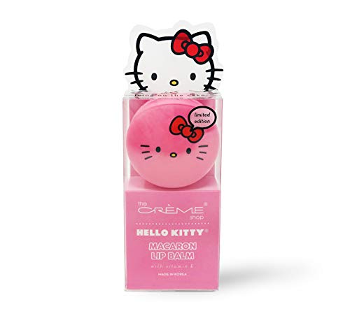 The Crème Shop x Sanrio Hello Kitty Macaron Lip Balm (Hello Kitty Icing On The Cake) Korean Cute Scented Pocket Portable Soothing Advanced Must-Have
