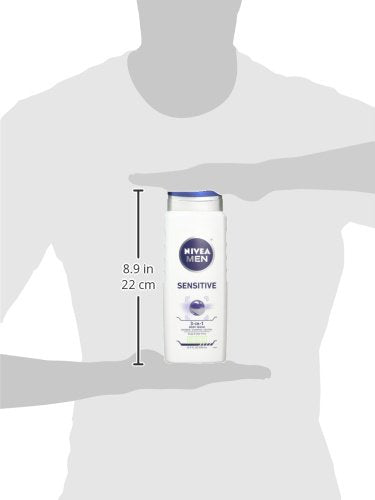 Nivea Men Sensitive 3 in 1 Body Wash - 16.9 Oz, (Pack of 8)
