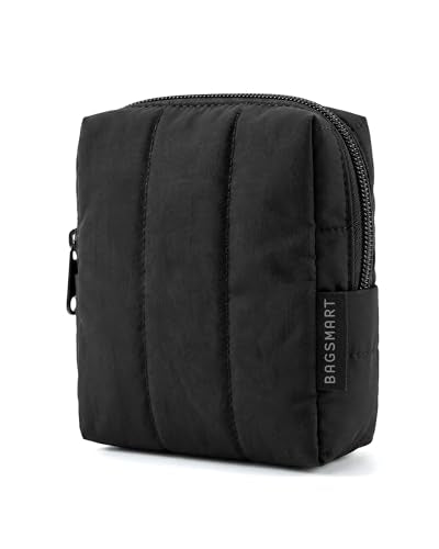 BAGSMART Small Travel Makeup Bag for Purse Toiletry Pouch, Puffy Padded Mini Cosmetics Bag, Cute Make Up Pouch for Women with Slip-in Pocket, Travel Beauty and Personal Care BAGSMART Default Title