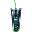 Spoontiques Harry Potter Stainless Steel Tumbler, 24oz - Double Wall Insulated Travel Cup with Straw - Slytherin