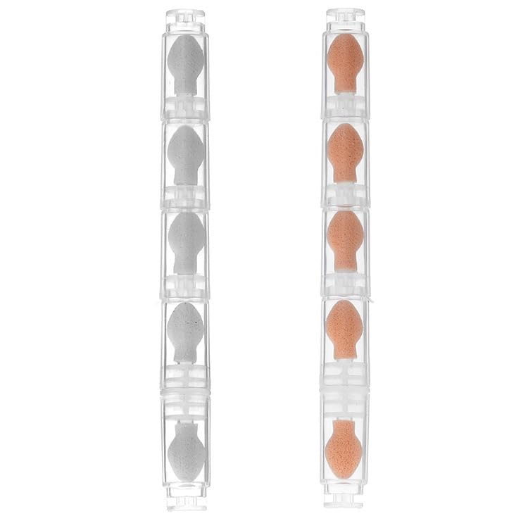 Calyuna Dual-Ended Cream Eyeshadow Stick with Blending Sponge, Matte & Shimmer, Waterproof, Long Lasting, 5 Sections, 2 Pack