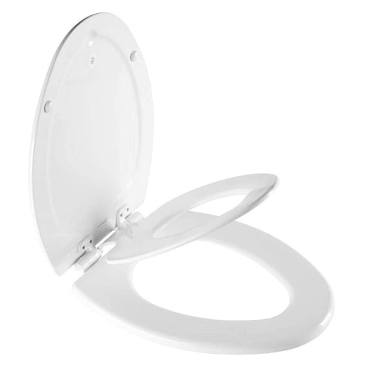 Mayfair NextStep2 Elongated Toilet Seat with Built-In Toddler Potty Training Seat, Slow Close, Easy Clean, White, Made in USA