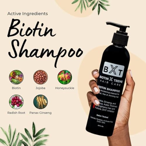 Biotin X Treme Hair Care Biotin Shampoo and Conditioner Set - Natural DHT Blocker for Hair Growth & Thinning Hair - Sulfate & Paraben Free Thickening