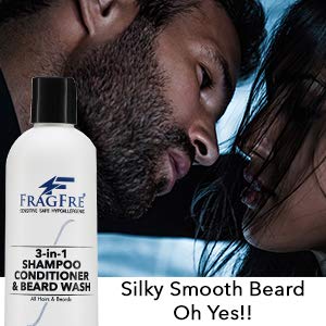 FRAGFRE Shampoo Conditioner and Beard Wash for Men, 12 oz - Unscented, Sensitive Skin, 3 in 1 Hair and Beard Cleansing and Conditioning, Grooming
