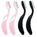 G2PLUS 4PCS Folding Eyelash Comb, Eyebrow Comb Metal Teeth, Eyelash Separator Comb, Eyelash Brush and Comb, Professional Tool for Define Lash & Brow