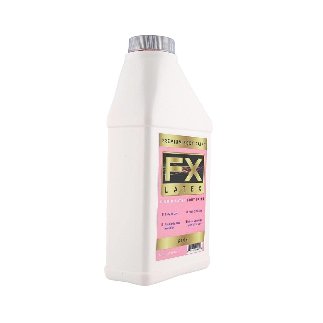 Liquid Latex - Face and Body Paint, Ammonia Free, Easy On and Off, Cosplay Makeup, Create Professional Monster, Zombie Arts 16 Oz (Pink)