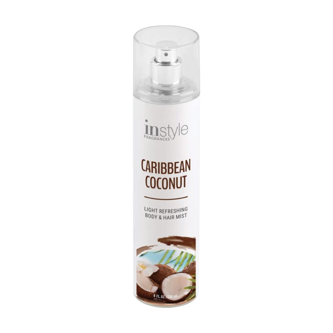 Instyle Fragrances Light Refreshing Body & Hair Mist, Caribbean Coconut, Premium Women’s Body Spray, Infused with Panthenol, CLEAN, Vegan
