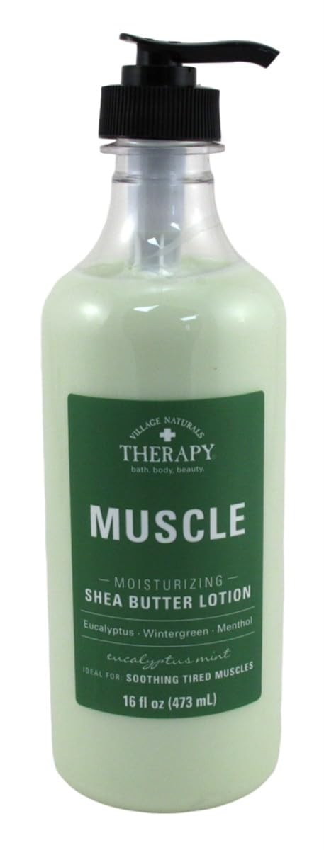 Village Nat. Lotion Muscle Shea Butter Moisturizing 16 Ounce (Pack of 2)