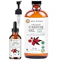 MD KLEAN Organic Castor Oil (500ml w/ 60ml Dropper) 100% Cold Pressed Unrefined Glass Bottles | Hexane Free | Moisturizer and Conditionor