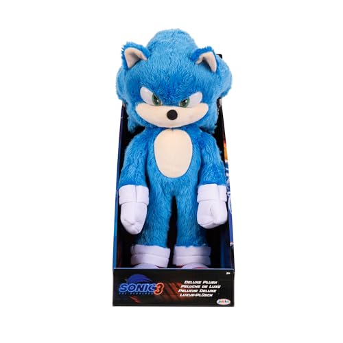 Sonic 3 The Hedgehog The Movie - Official Sega Licensed - Deluxe Sonic Soft Toy - 33cm - Blue Hedgehog - Soft - Realistic Details - Sparkling Eyes…
