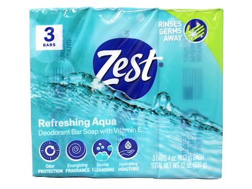 Zest Aqua Deodorant Bar Soap 3 ct (Pack of 12)