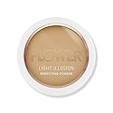 FLOWER Beauty By Drew Barrymore Light Illusion Perfecting Powder - Powder Foundation + Setting Powder for Makeup - Medium Buildable Coverage - Natural