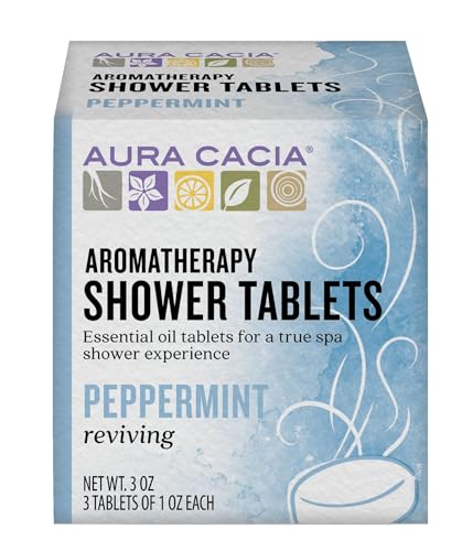 Aura Cacia Aromatherapy Shower Tablets, Reviving Peppermint, 3 Ounce (Pack of 3)