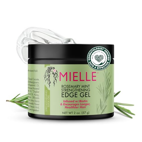 Mielle Organics Rosemary & Mint Edge Control Gel - Strong Hold Hair & Edge Gel for Women & Men - Infused with Biotin, Coconut & Babassu Oil