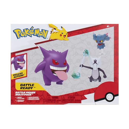 Pokemon Battle Figure 3 Pack - Features 2-Inch Misdreavus and Alolan Marowak and 3-Inch Gengar Battle Figures